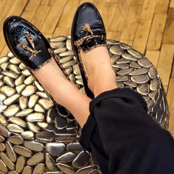 GIROTTI Italian Leather Custom Made Slip On Loafer Suede Leopard Tassel Classic - Picture 4 of 16